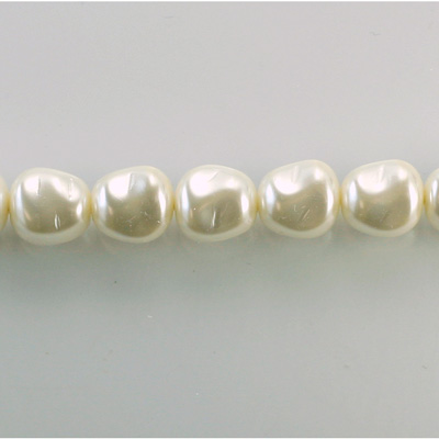Czech Glass Pearl Bead - Baroque Oblong 12x11MM OFF WHITE 10248
