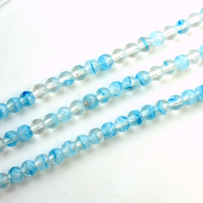 Czech Pressed Glass Bead - Smooth Round 04MM PORPHYR AQUA