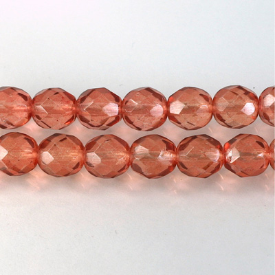 Czech Glass Fire Polish Bead - Round 08MM COATED DK ROSE 21275