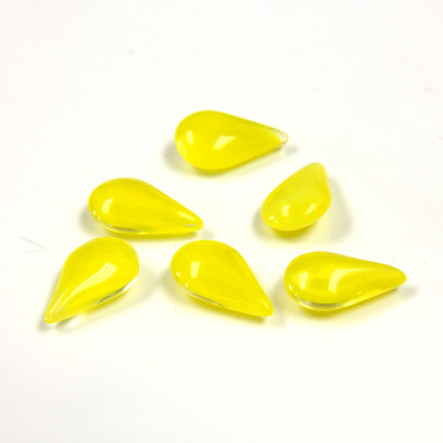 Glass Point Back Buff Top Stone Opaque Doublet - Pear 10x6MM YELLOW MOONSTONE