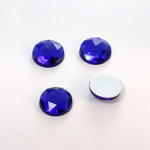 Plastic Flat Back Foiled Rauten Rose Rhinestone - Round 12MM SAPPHIRE