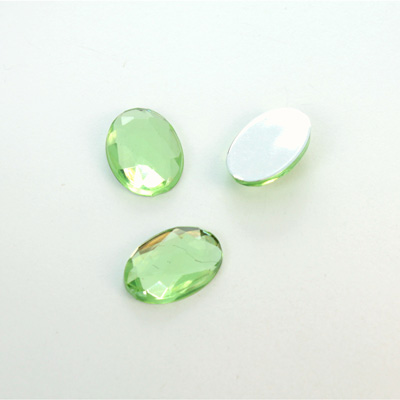 Plastic Flat Back Foiled Rauten Rose Rhinestone - Oval 14x10MM PERIDOT