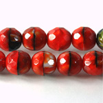 Czech Glass Fire Polish Bead - Round 12MM TIGEREYE RED