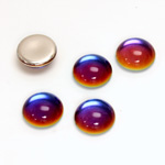 Glass Medium Dome Foiled Cabochon - Round 11MM Coated VULCANO