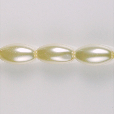 Czech Glass Pearl Bead - Oval 16x9MM CREME 75440