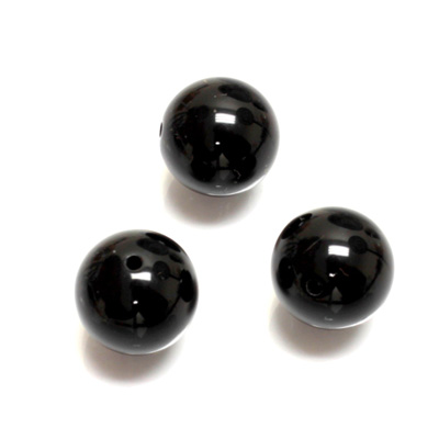 Plastic Bead - Opaque Color Smooth Round 14MM JET