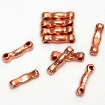 Metalized Plastic Bead 2-Hole Bar Bell 11x3MM COPPER COATED