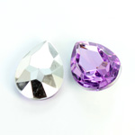 Plastic Point Back Foiled Stone - Pear 25x18MM LT AMETHYST