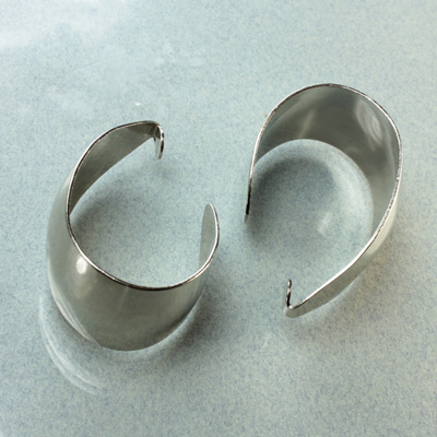 Wedding Band Hoop Earrings Plain 40x26MM Steel Nickel Plated