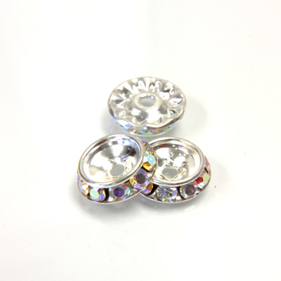 Czech Rhinestone Rondelle Shrag Rivoli Back Setting - Round 12MM outside w 08mm (ss38) Recess CRYSTAL AB-SILVER