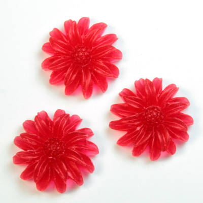Plastic No-Hole Flower - Daisy 19MM MATTE RUBY