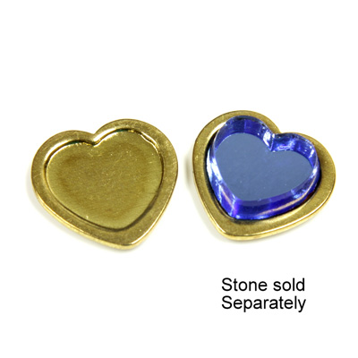 Raw Brass Stamped Setting - Heart with 8mm Recess RAW