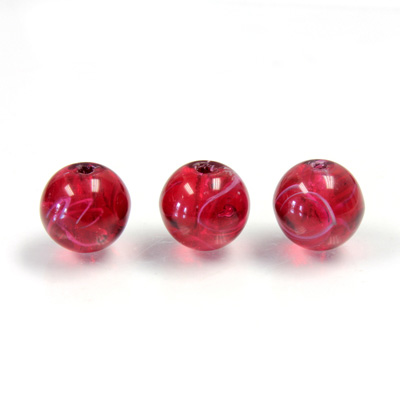 Czech Glass Lampwork Bead - Round 10MM FLAWED RUBY