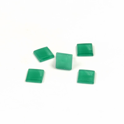 Czech Glass Low Dome Buff Top Cabochon - Square 06x6MM CHRYSOPHRASE