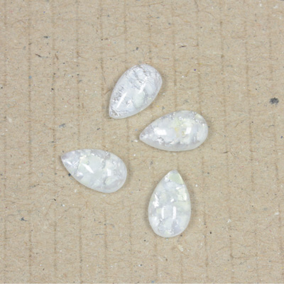 Glass Medium Dome Lampwork Cabochon - Pear 10x6MM WHITE OPAL (05015)