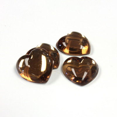 Plastic Flat Back Foiled Cabochon - Heart 15.5MM SMOKE TOPAZ