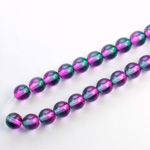 Czech Pressed Glass Bead - Smooth 2-Tone Round 06MM COATED PURPLE-GREEN 69007