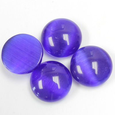 Fiber-Optic Cabochon - Round 15MM CAT'S EYE ROYAL BLUE