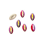 Glass Medium Dome Foiled Cabochon - Navette 08x4MM RUBY AB