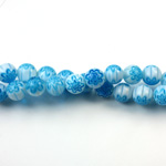 Glass Millefiori Bead - Round 06MM WHITE AQUA (25)