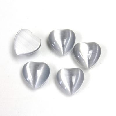 Fiber-Optic Cabochon - Heart 10MM CAT'S EYE LT GREY