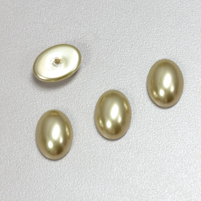 Glass Medium Dome Pearl Dipped Cabochon - Oval 14x10MM LIGHT Olive