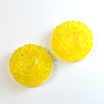 Plastic No-Hole Flower - Cluster 21MM DYED GLITTER YELLOW