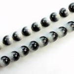 Czech Pressed Glass Bead - Smooth 2-Color Round 08MM COATED BLACK-WHITE