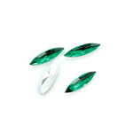 Plastic Point Back Foiled Stone - Navette 15x4MM EMERALD