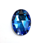 Glass Flat Back Foiled Rauten Rose - Oval 25x18MM BERMUDA BLUE Coated