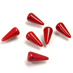 Czech Pressed Glass Bead - Smooth Spike 05x10MM RED