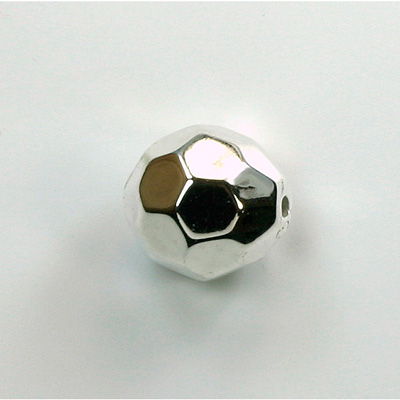 Metalized Plastic Faceted Bead - Round 14MM SILVER