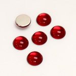 Plastic Flat Back Foiled Cabochon - Round 09MM RUBY