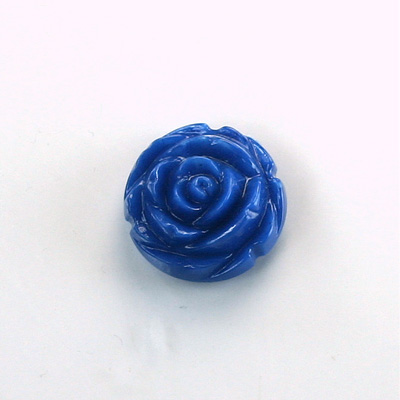 Plastic Carved No-Hole Flower - Round 15MM BLUE