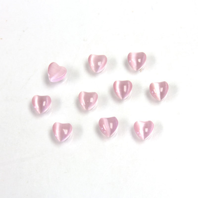 Fiber-Optic Cabochon - Heart 04MM CAT'S EYE LT PINK