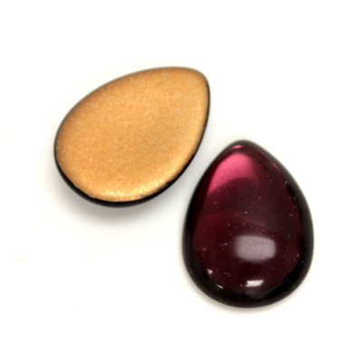 Glass Medium Dome Foiled Cabochon - Pear 25x18MM AMETHYST