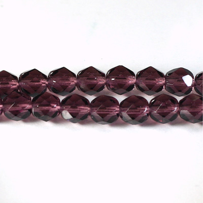 Czech Glass Fire Polish Bead - Round 07MM AMETHYST