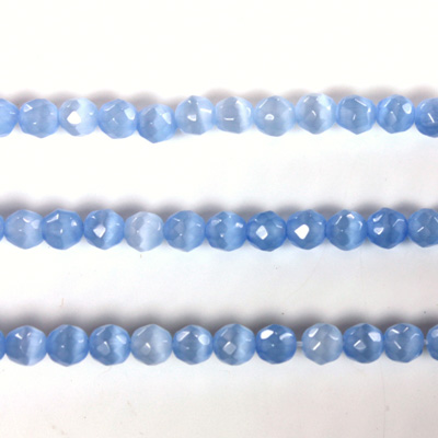 Fiber Optic Synthetic Cat's Eye Bead - Round Faceted 04MM CAT'S EYE LT BLUE