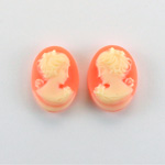 Plastic Cameo - Woman with Bow Oval 18x13MM IVORY ON CORNELIAN