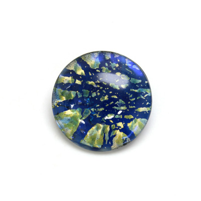 Glass Medium Dome Lampwork Cabochon - Round 25MM COLOR OPAL BLUE (0396)