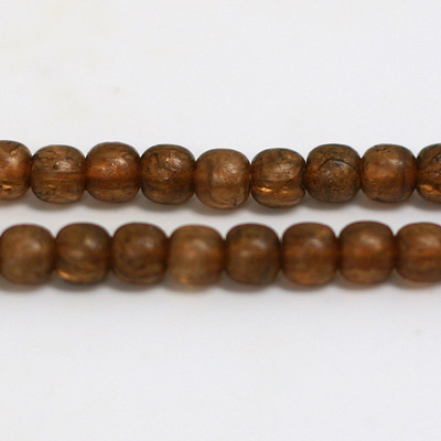 Plastic Bead - Linen Quartz Color Smooth Barrel Round 07MM MATTE BROWN