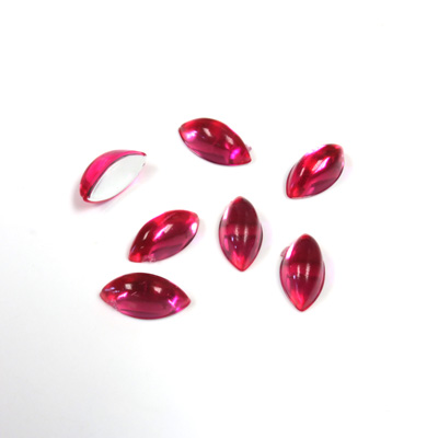 Plastic Flat Back Foiled Cabochon - Navette 10x5MM DARK ROSE