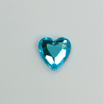 Glass Flat Back Rose Cut Fancy Foiled Stone  - Heart 12x11MM AQUA