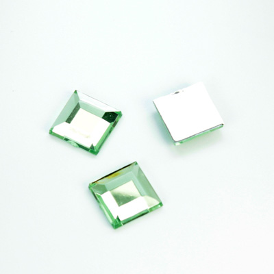 Plastic Flat Back Foiled Rose Cut Rhinestone - Square 10x10MM PERIDOT