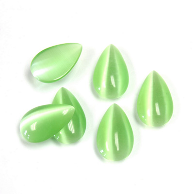 Fiber-Optic Cabochon - Pear 13x8MM CAT'S EYE LT GREEN