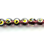 Glass Lampwork Bead - Eye Round 10MM AMETHYST