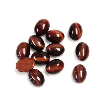 Gemstone Cabochon - Oval 08x6MM TIGEREYE RED