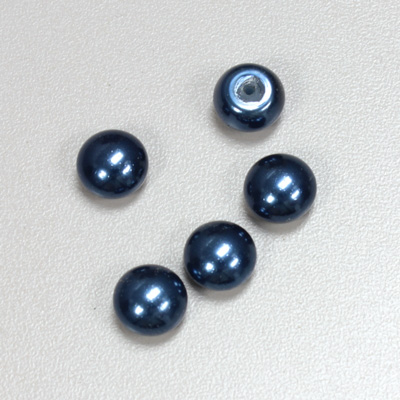 Glass High Dome Cabochon Pearl Dipped - Round 10MM NAVY