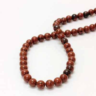 Gemstone Bead - Smooth Round 08MM RED OBSIDIAN