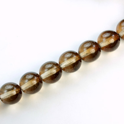 Czech Pressed Glass Bead - Smooth 2-Tone Round 10MM COATED BROWN-CRYSTAL 69012